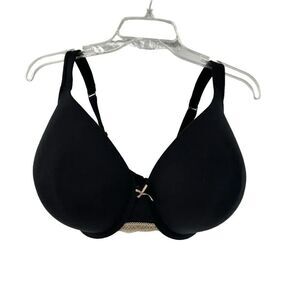 Cacique Bra 40F Lightly Lined Full Coverage Black Underwired Back Closure Bra